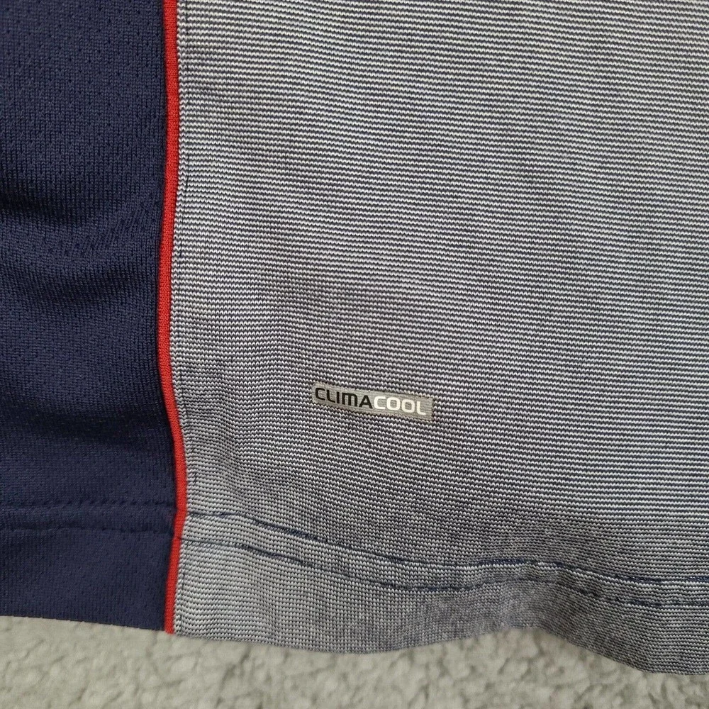 Adidas Polo Shirt Mens XL Gray Golf Climacool Short Sleeve Logo Stretch Striped‎